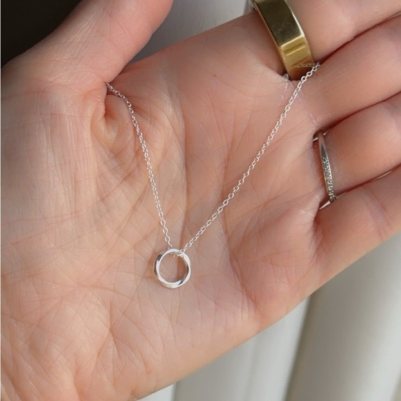 Sterling Silver Twisted Circle Necklace - Picture 4 of 9